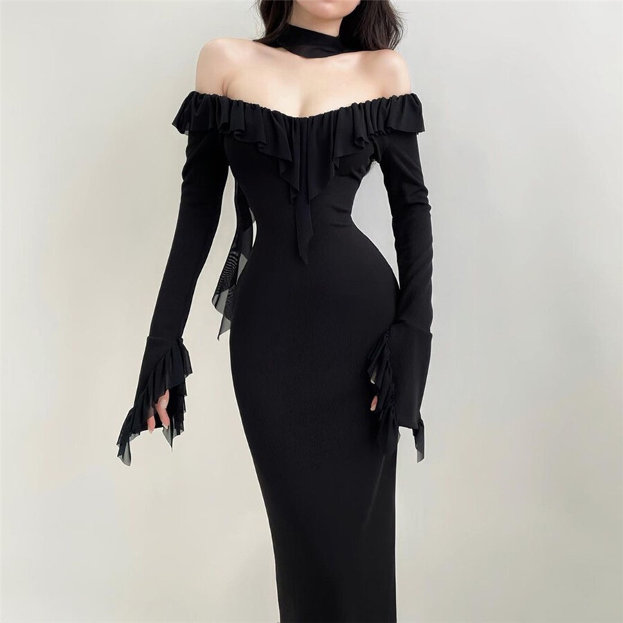 Women Sexy Off Shoulder Bodycon Bandage Dress 2025 Long Sleeved Celebrity Elegant Backless Dress Luxury Birthday Dresses