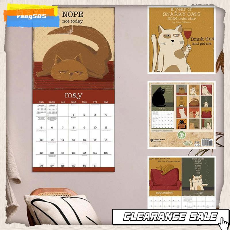 A Year of Snarky Cats 2024 Wall Calendar 2024 Gift for Friends Family