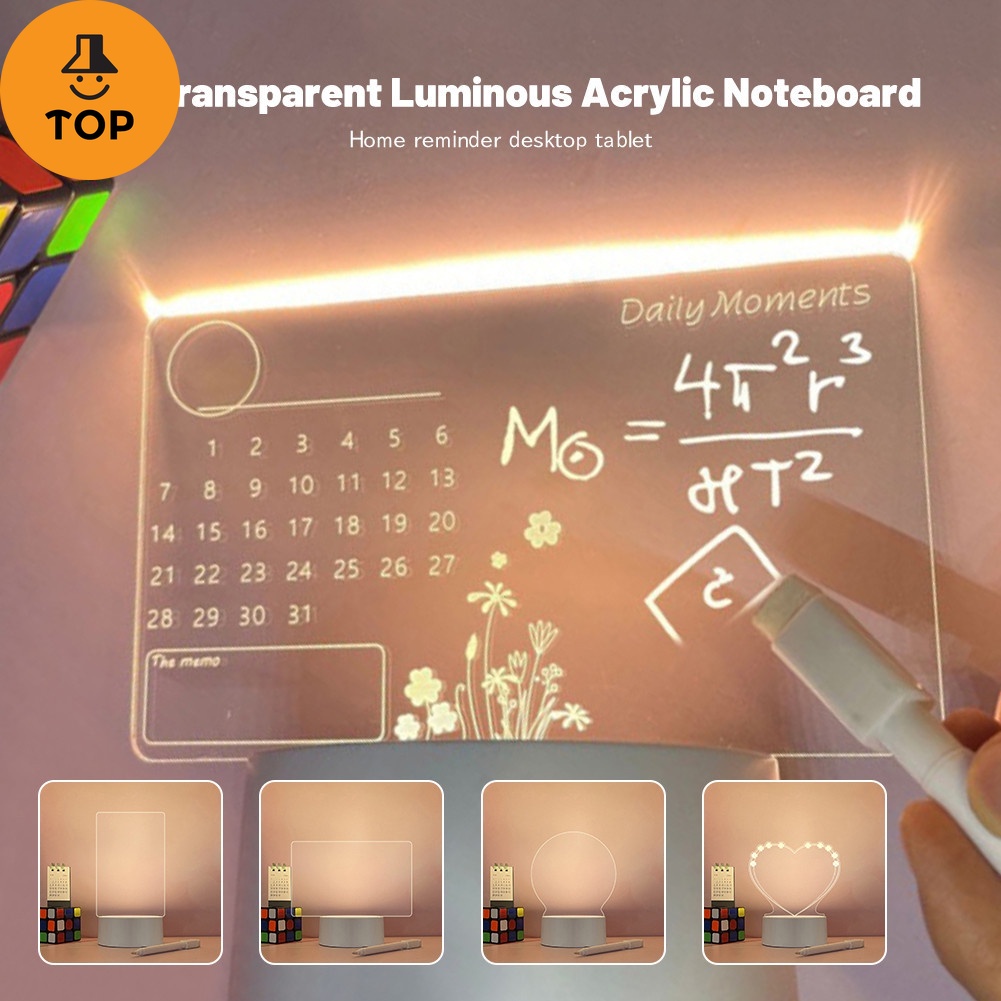 3D Lamp USB Message Board LED Acrylic Writing Board with Light Light ...