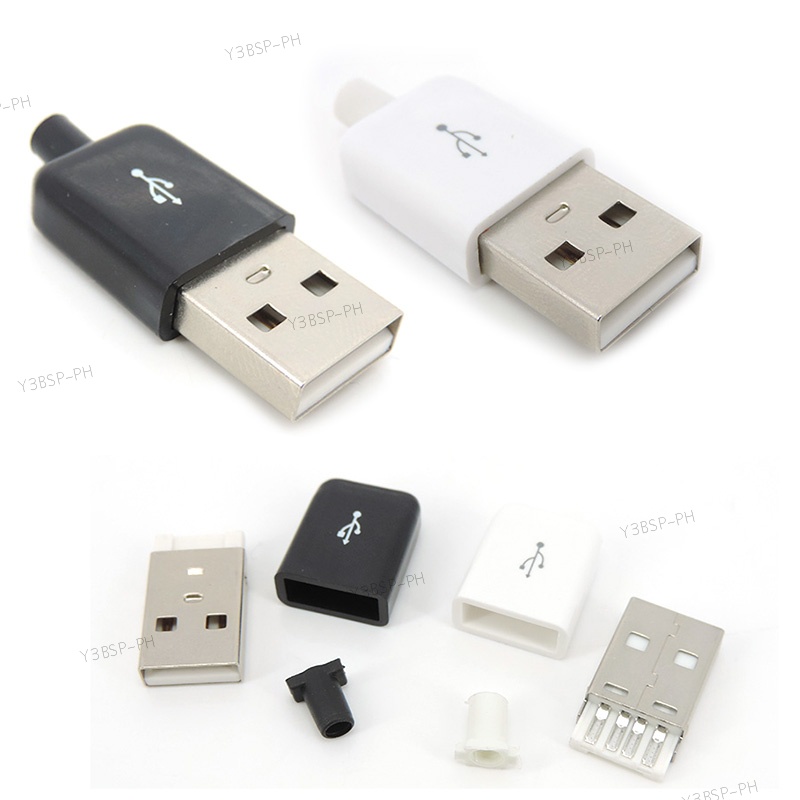 10Pcs USB Type A Male 4 Pin Plug Connector diy Socket With Black White ...