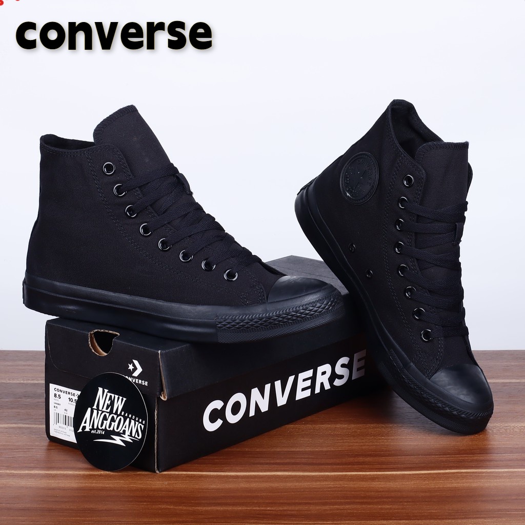 Original Converse Ct Chuck Taylor All Star classic basic all full black plain black high Shopee Philippines