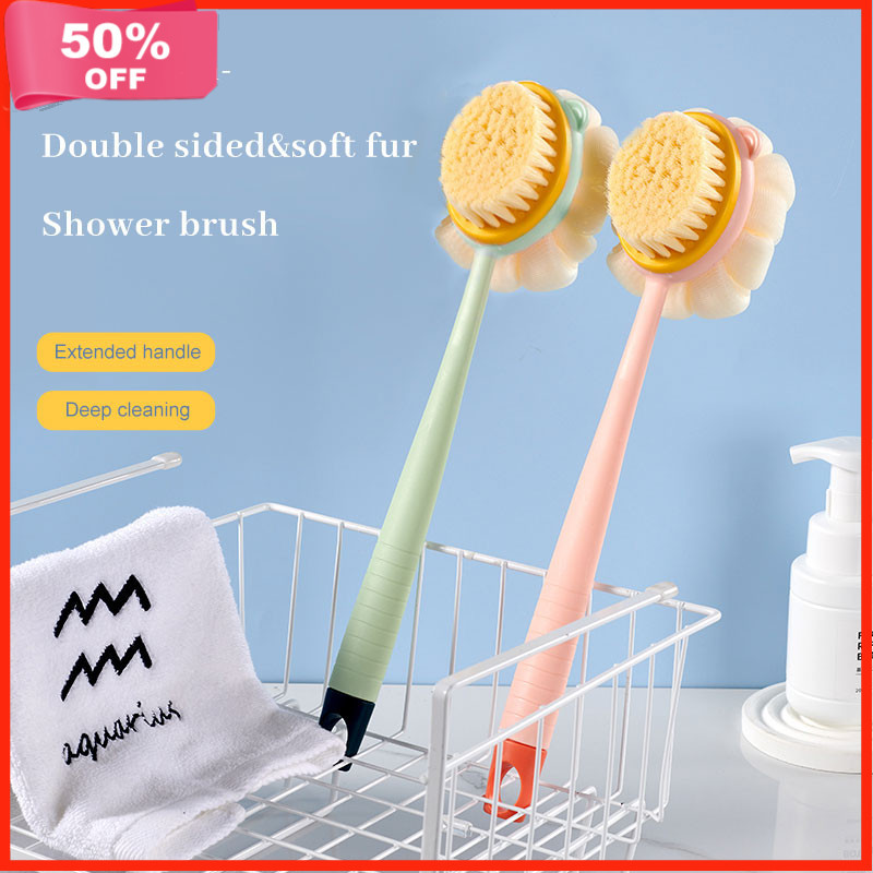 Long Handle Bath Brush Doubleside Rub Shower Brush Back Scrubber ...
