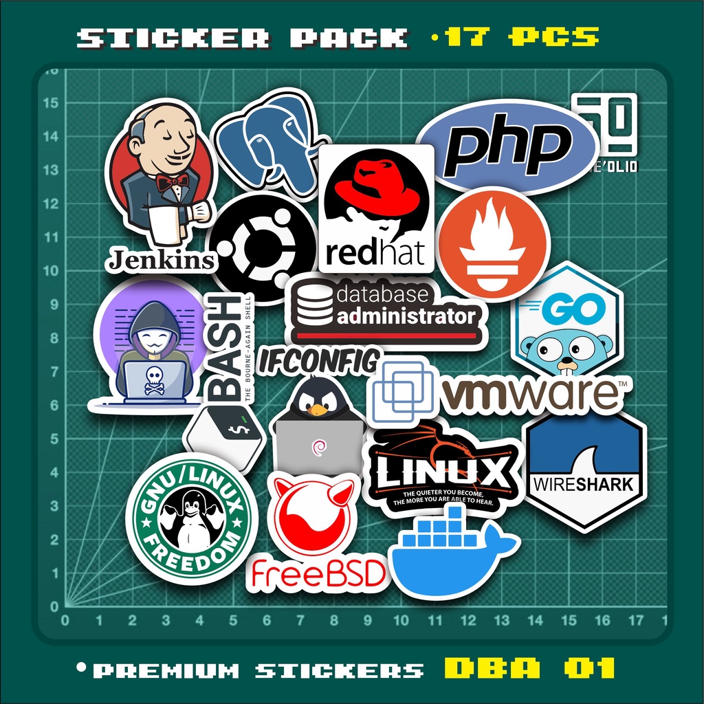 Db ADMIN DATABASE ADMINISTRATOR SERVER LINUX STICKER CONTENTS 17 PCS 