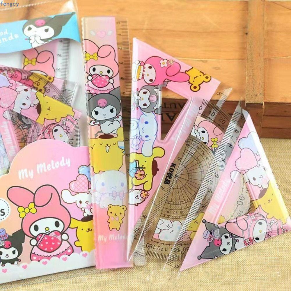 FENGCY Straight Triangle Ruler Protractor Set Cartoon Multifunctional ...