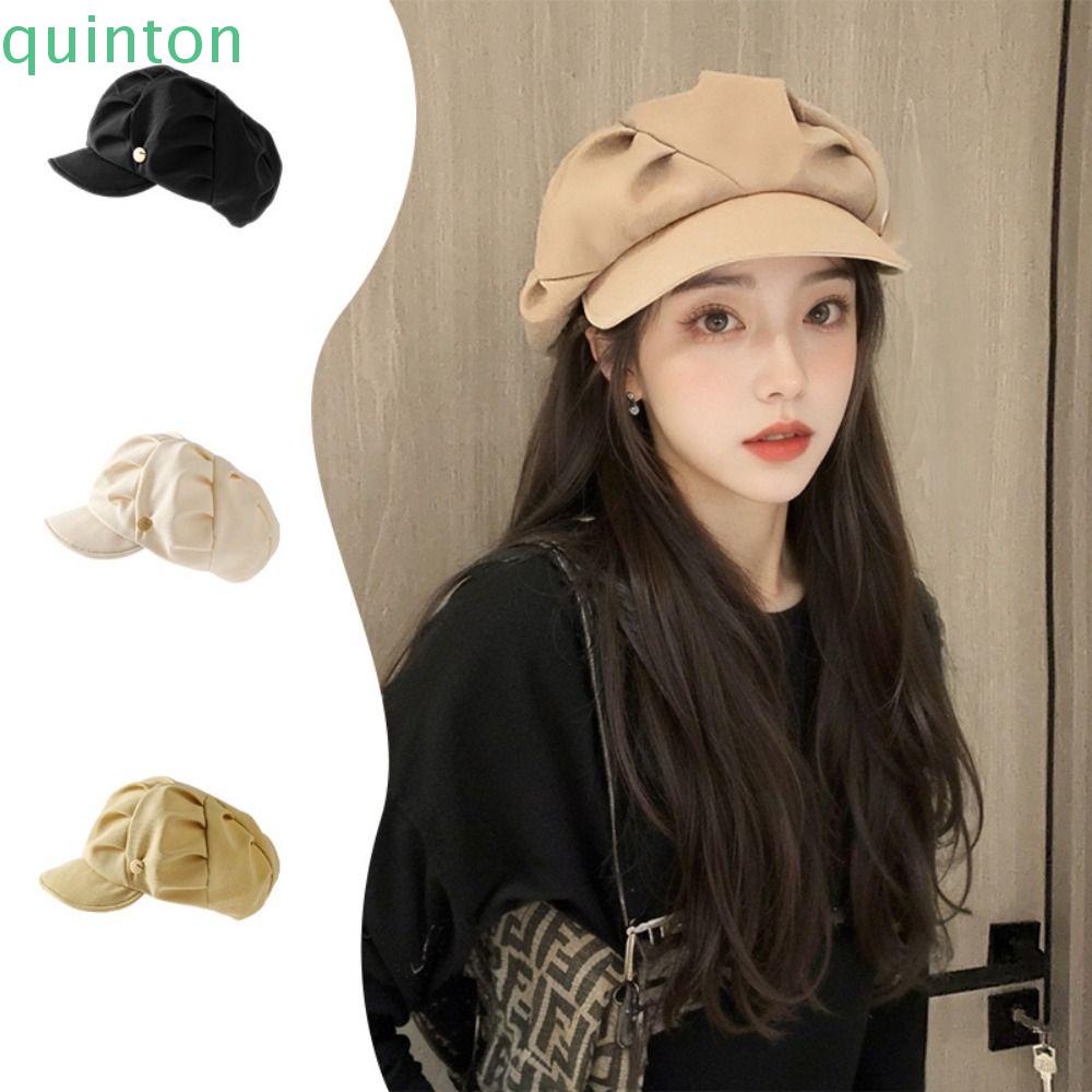 QUINTON Pleated Beret Hat, Harajuku Y2K Cloud Painter Hat, Fashion