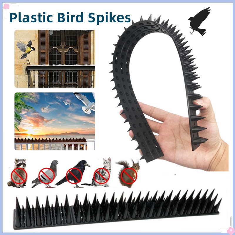 Bird Repellent Spikes Cat Deterrent Spikes Outdoor Fence Safety Spikes Black Plastic Bird Spikes