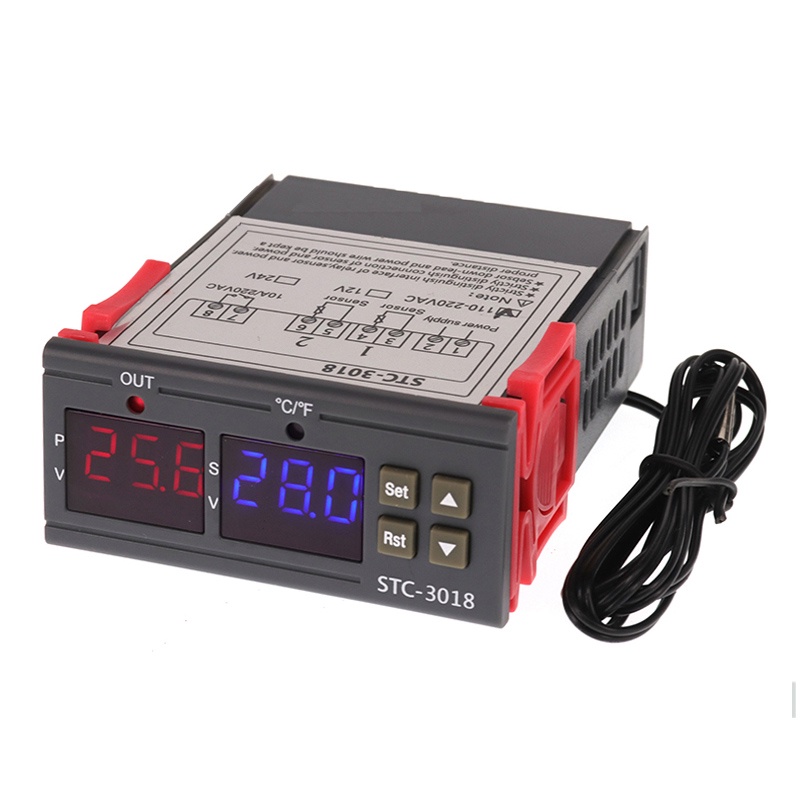 STC3018 12V/24V/110220V Dual Digital Temperature Controller Sensor