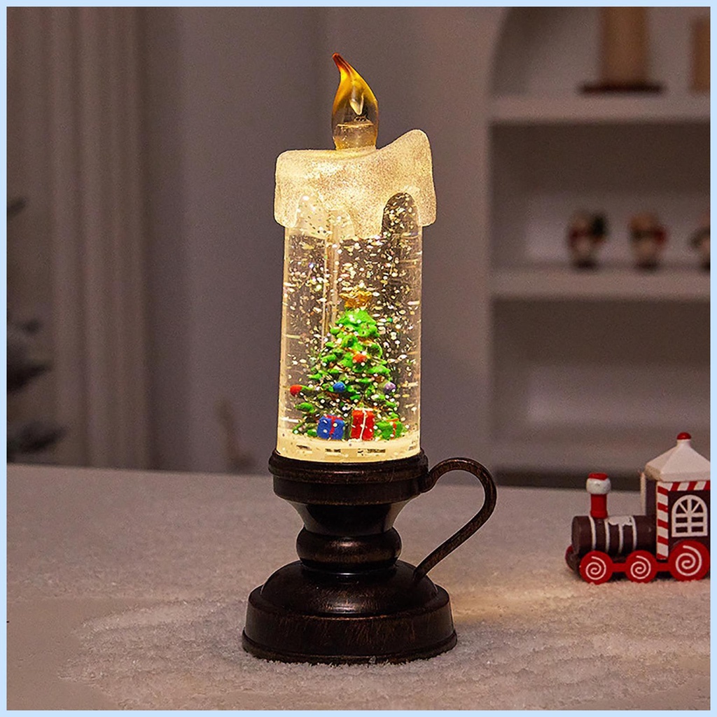 Snow Globe Candle Christmas Glittering Snow Globe Elegant Battery ...