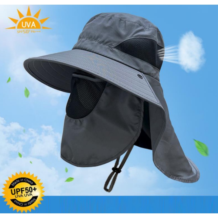 Men's Fashionable UV Protection Wide Brim Hat Face Mask Design Full