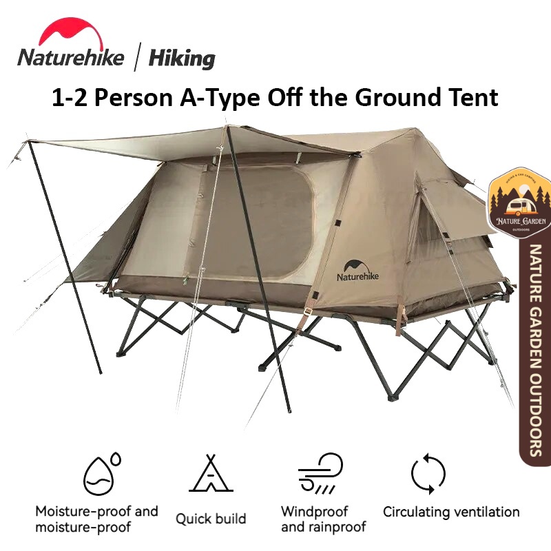 Naturehike A TYPE Series Off Ground Automatic Camping Waterproof Tent Cot Folding Bed 1 2 Person