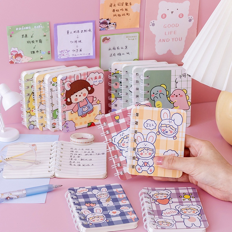 80 Sheets A7 Spiral Notebook with Cute Cartoon Patterns / Small ...