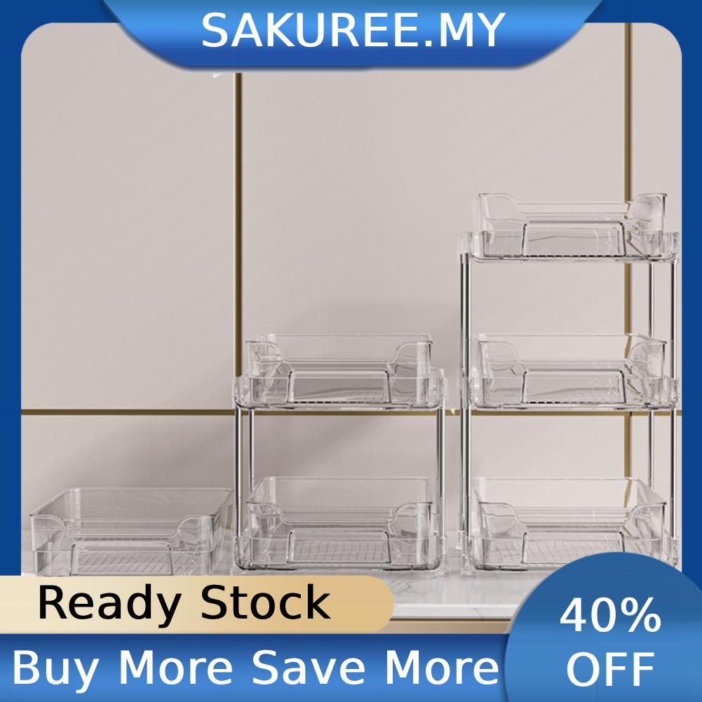 2/3 Tier Bathroom Organizer Sliding Storage Drawers PET