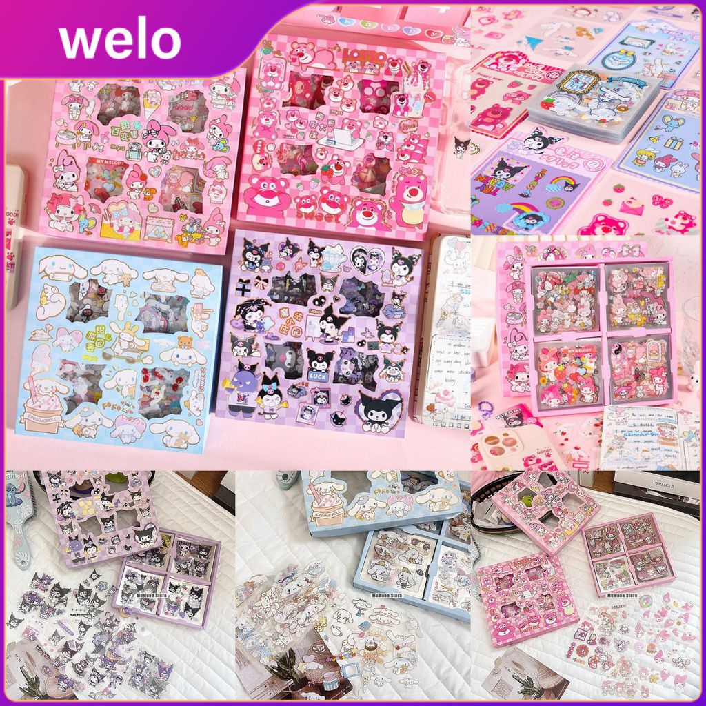 WELO 25/100pcs Sanrio Stickers Gift Box Melody Kuromi Hello Kitty ...