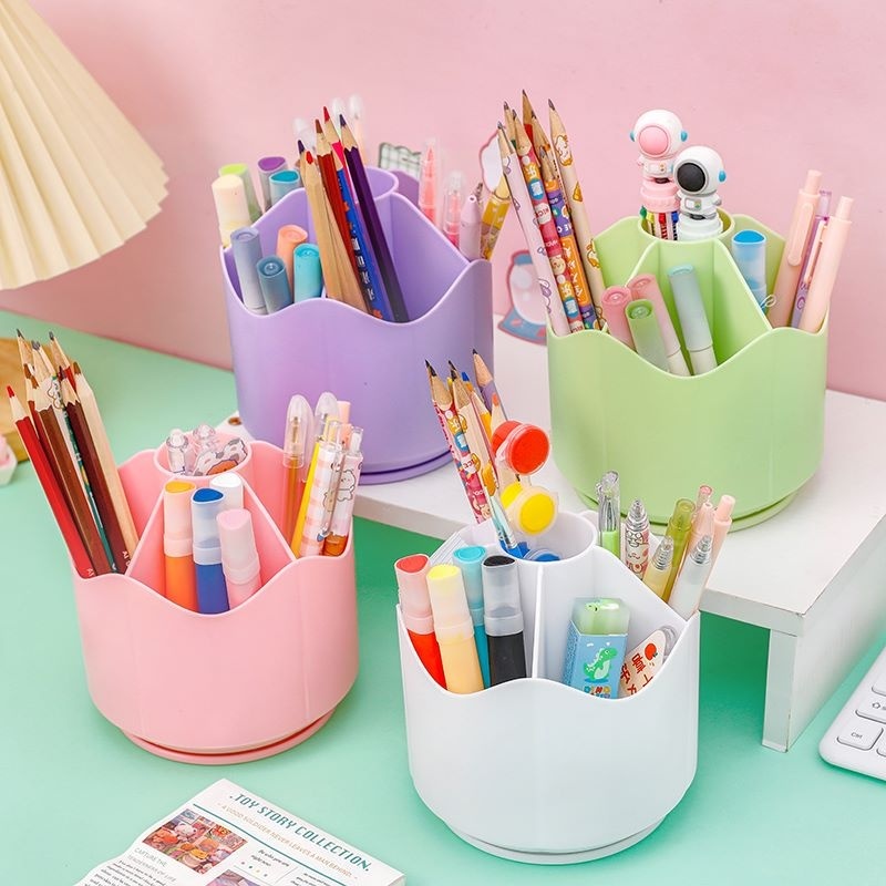Large Capacity Pen Holder Rotating Stationery Organizer Pencil Pen Pot  Desktop Organizer Pencil Cup