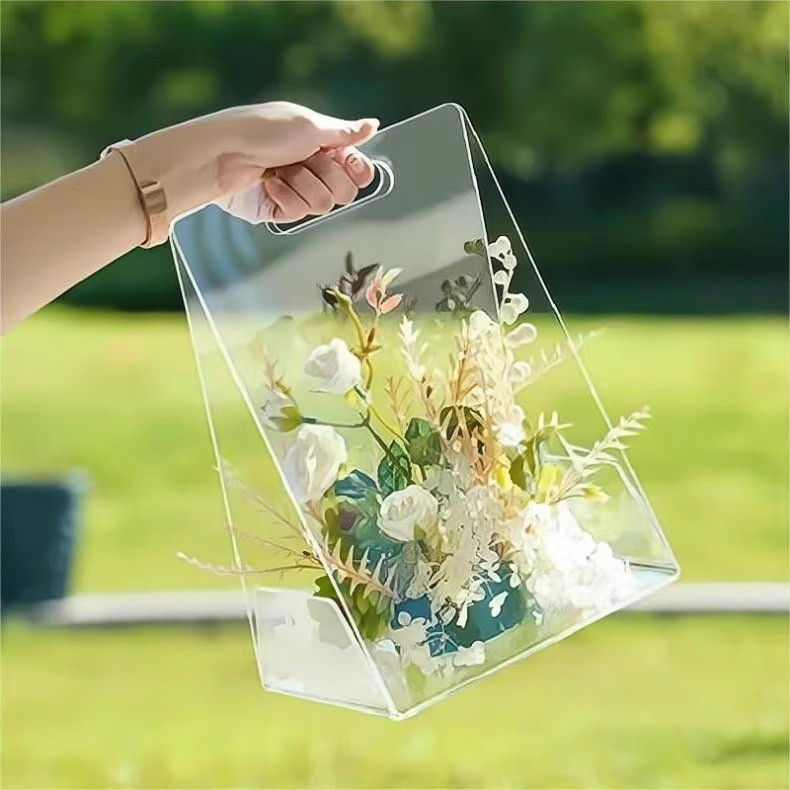 Spot goodsHigh-end Acrylic Handheld Flower Box Fresh Flower Bouquet ...