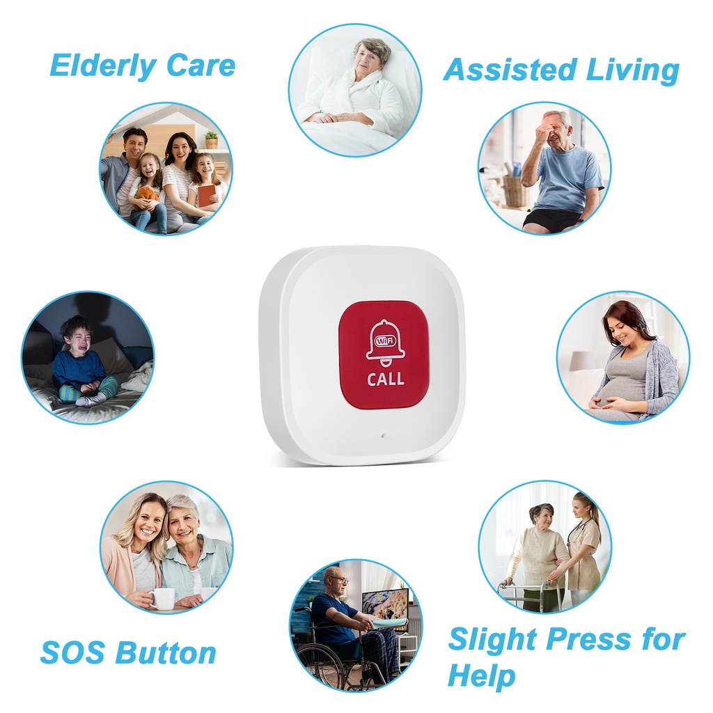 Daytech WiFi Caregiver Pager Smart Wireless Call Button Emergency Alert ...