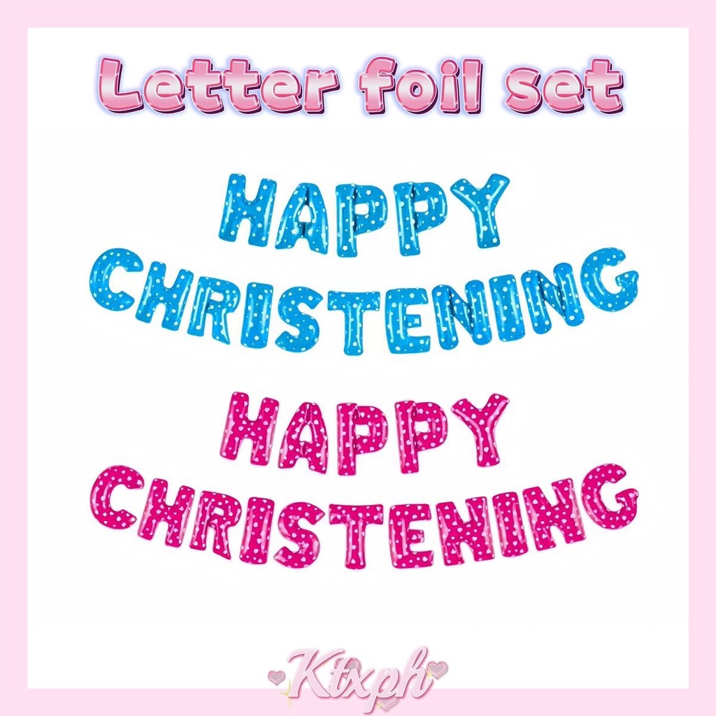 Happy christening foil set letter balloon party needs decoration ...