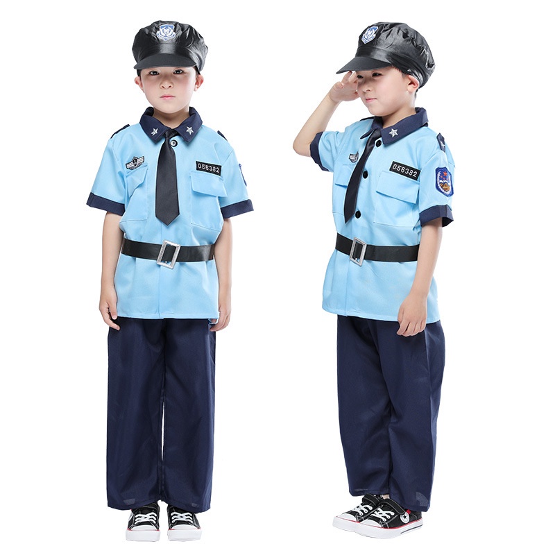 Children COS Police Costume Halloween Stage Performance Costume Traffic ...