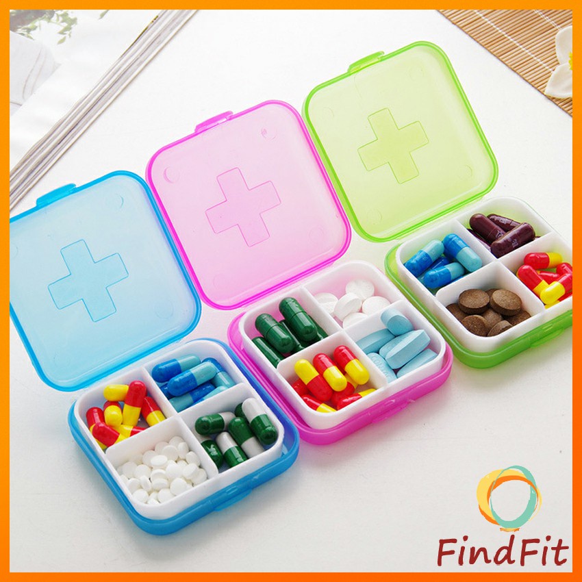 FindFit 4 Slot Medicine Box Mini Storage Box Colourful Family First Aid ...