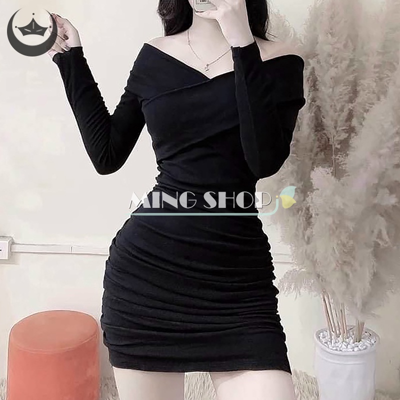 Ming Sexy Strapless Cross Pleated Tight Hip Full Sleeve Fold Women Mini ...