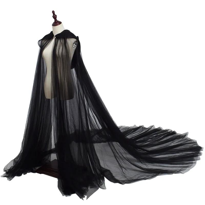 Halloween Cape wedding Cloak Bride Chawl Women Hood Tulle Cape Soft ...