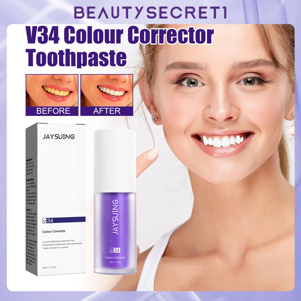 Jaysuing 30ml V34 Purple Toothpaste Cleaning Tooth Stains Tooth