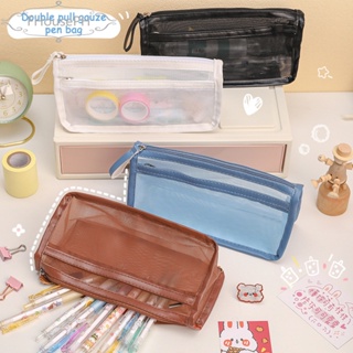 Large Grid Mesh Pencil Case, Big Capacity Clear Pencil Pouch Pen