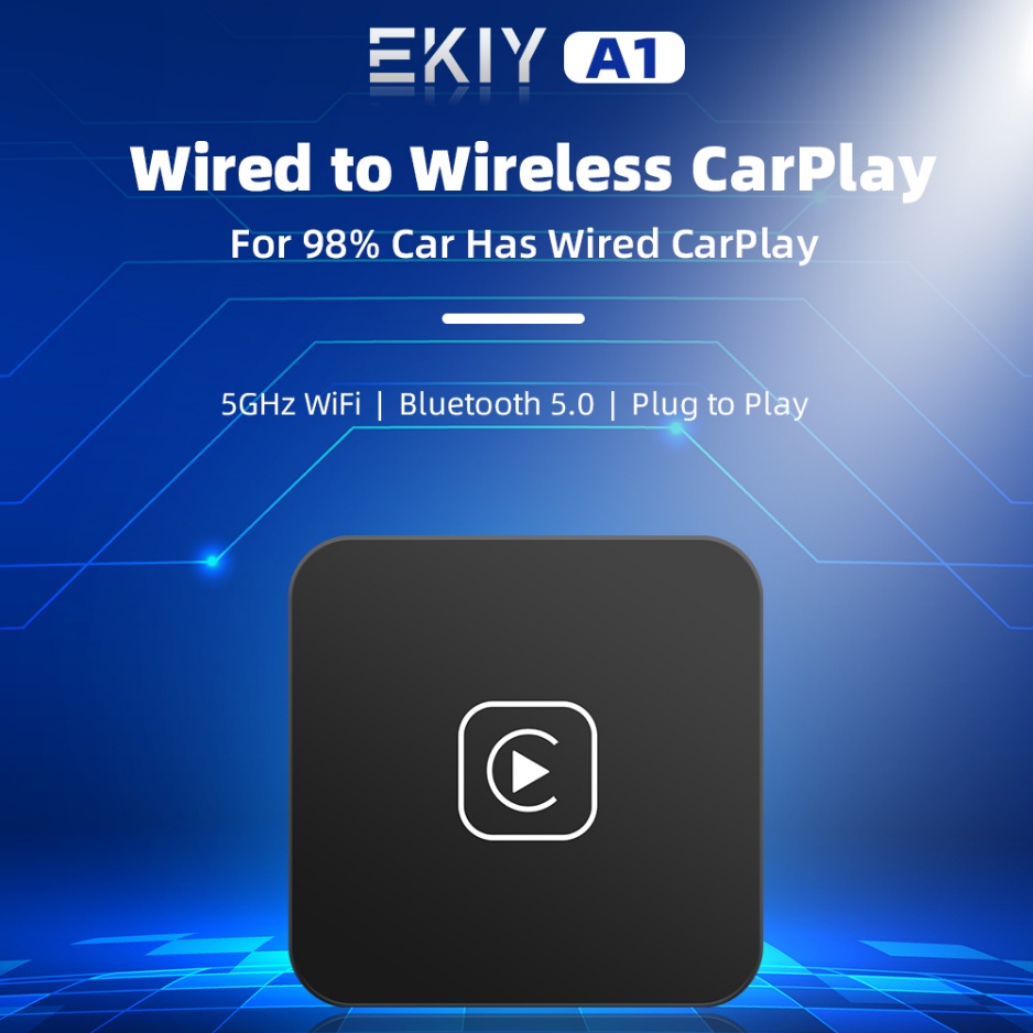 Ekiy Wireless CarPlay Adapter Bluetooth 5.0 Music Siri Maps for iPhone