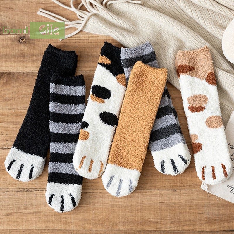 GoodGirl Winter Lamb Kawaii Cartoon Socks For Women Cute 3d Dog Cat Paw ...