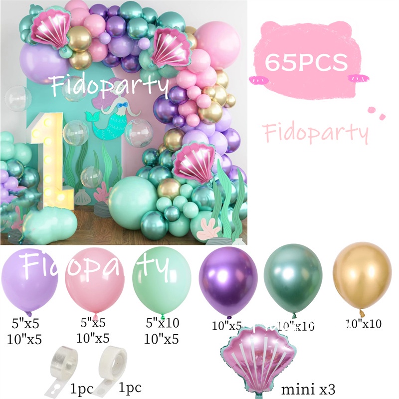 Mermaid Theme Shell Balloon Arch Kids Girl Birthday Decoration Baby ...