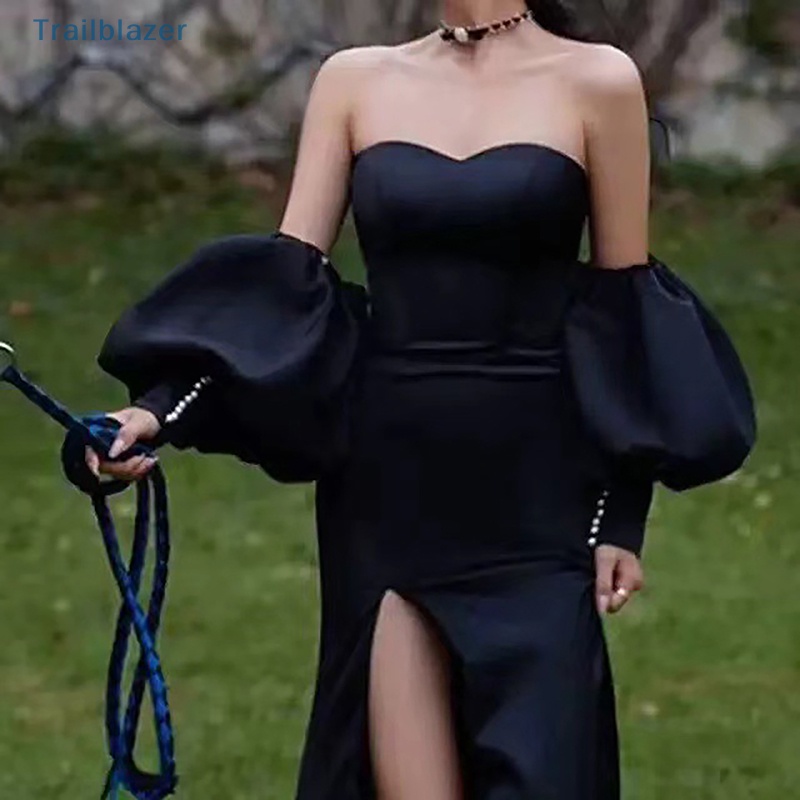 TBPH Wedding Dress Photo Bridal Sleeves Wedding Puff Sleeves Black Sa ...
