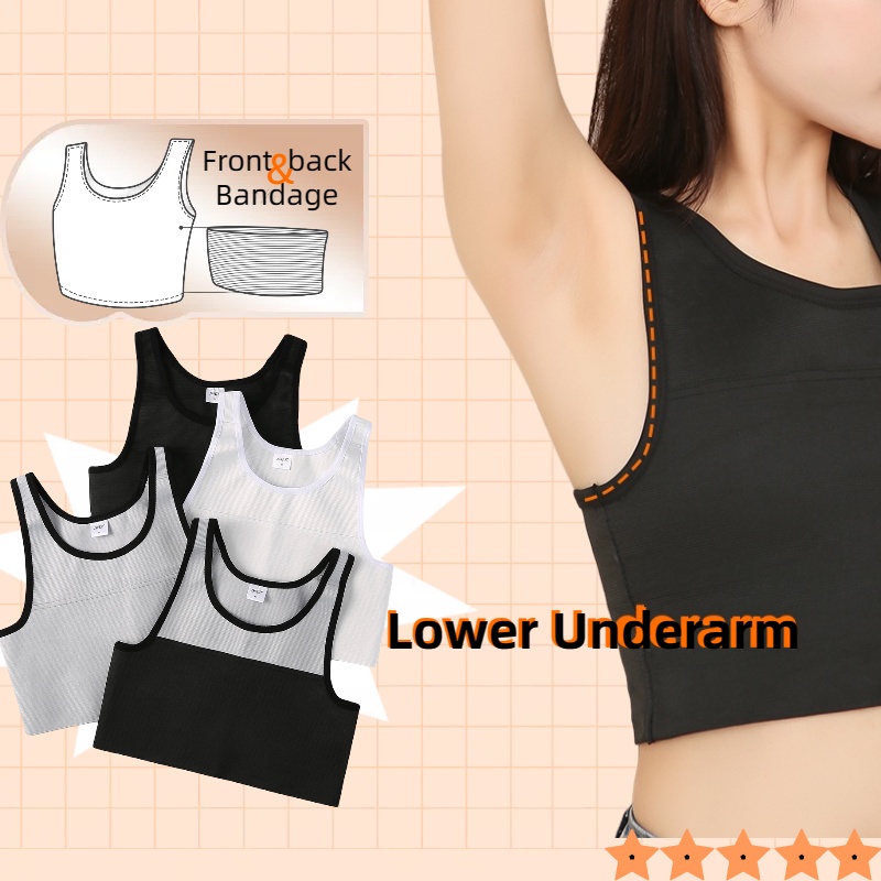 Top Binder FTM Feoya - Gilet Transgenre Sans Manches En Maille Respirante, Pour Aplatir La Poitrine (noir/blanc)
