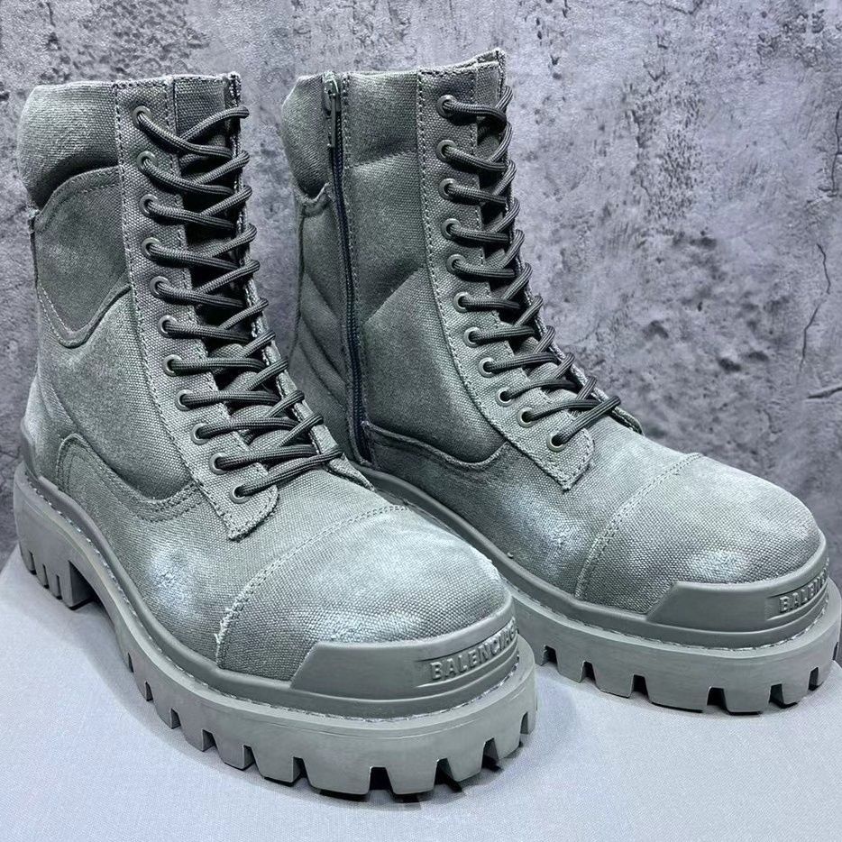 Balenciaga retro old high top men s shoes 2023 New thick heel thick bottom Martin boots side zipper strap
