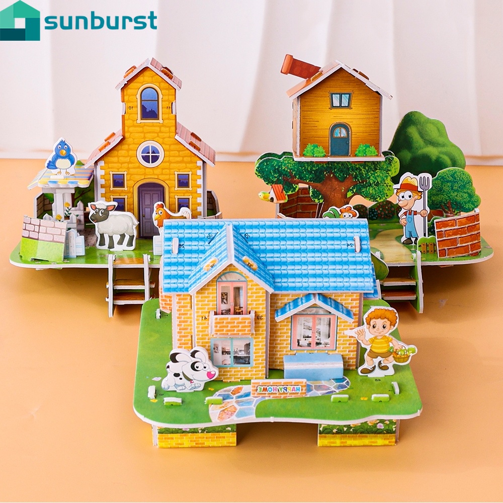 3D Assembled Building Model / Handmade Cardboard Cartoon House Puzzle ...