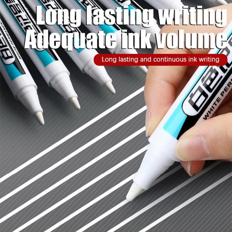 3Pcs 0.7/1.0/2.5MM White Marker Pen/Plastic Oily Waterproof Permanent