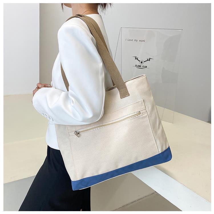 Canvas shopper bag with zip hotsell