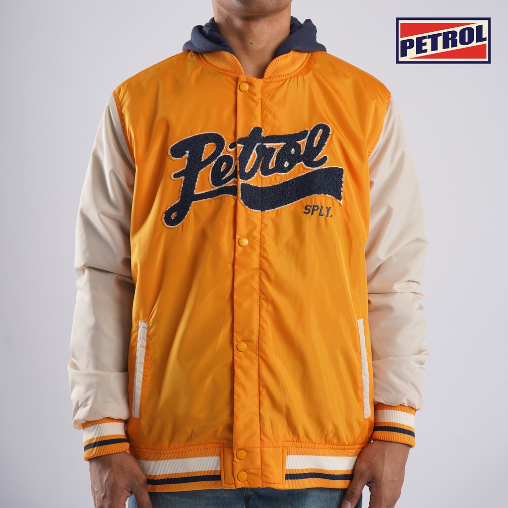 Petrol Basic Jacket for Men Regular Fitting Nylon Fabric Bomber Jacket