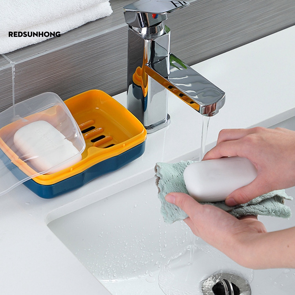 COD Soap Dish Dual Compartments Clear Dust-proof Lid Double Layers ...