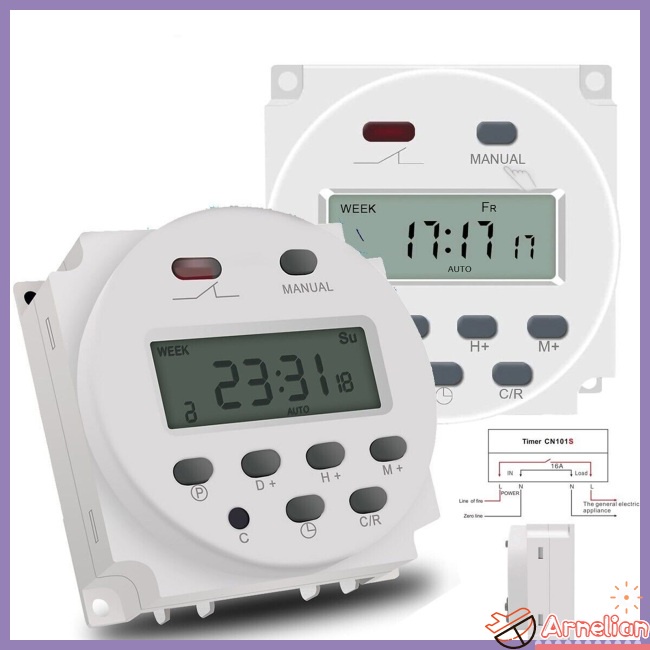 Arnelian Dc 12v Lcd Digital Timer Programmable Time Week Date Display ...