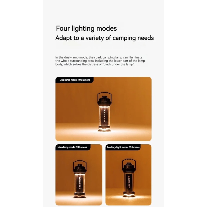 BLACKDOG STARFIRE Black Mini LED Lamp Outdoor Camping USB Charging ...