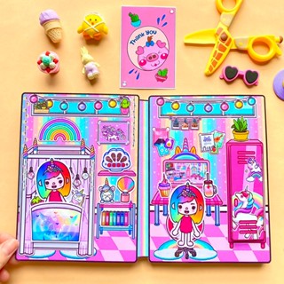 Toca Life World Quiet Book Unicorn doll house for kids girl paper doll ...