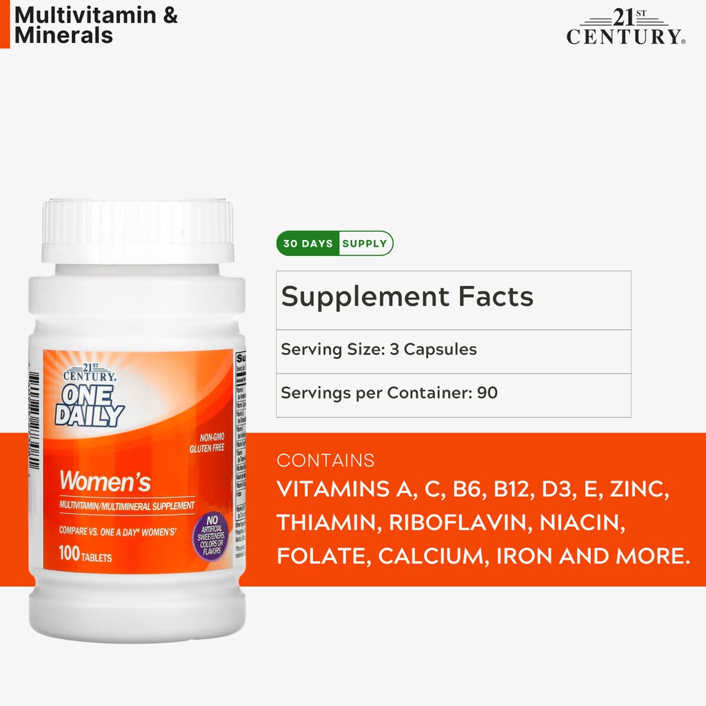 21st Century One Daily Women's Multivitamin, Multimineral Supplement ...