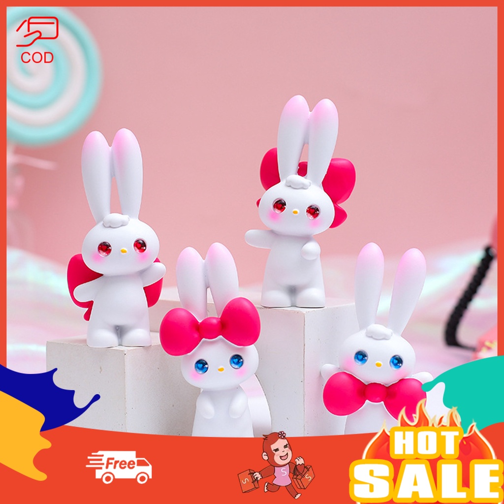 TW-Rabbit Statue Kawaii Resin Adorable Bunny with Bow on Head Rabbit ...