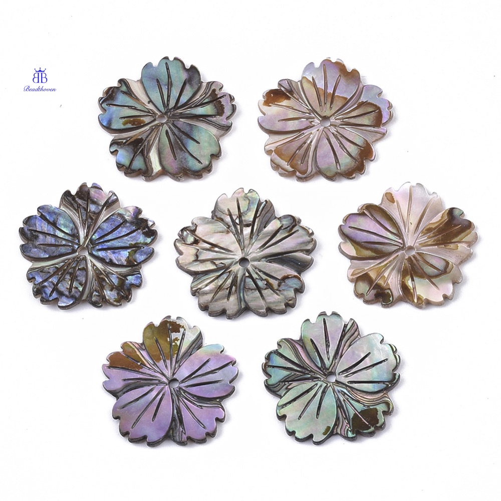 1~2pc Paua Shell/Abalone Shell Beads Flower 16x16.5x1.5mm Hole: 1mm ...