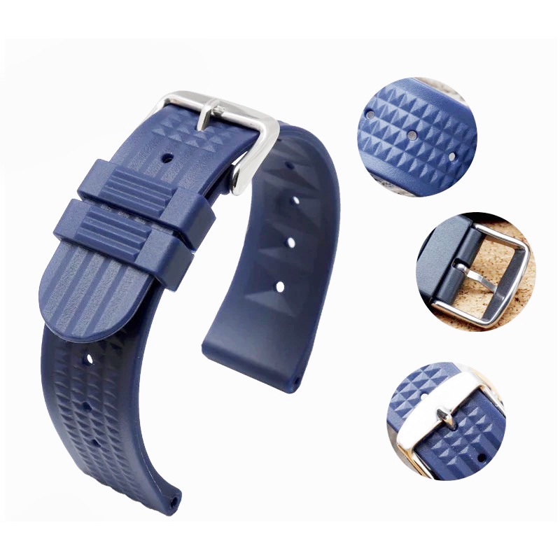 Bracelet Caoutchouc Mémoire 22mm Pour Seiko SKX009 - Couleurs Noir, Bleu, Vert - Neuf