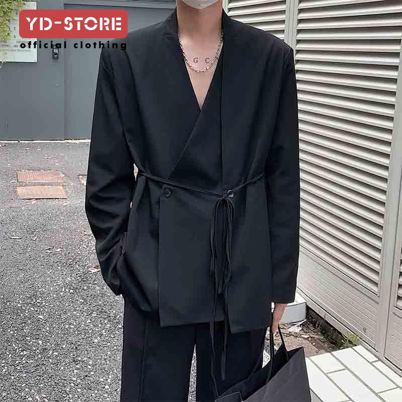 October Original Design Black Casual Suit Jacket Men Style Shoulder Pad