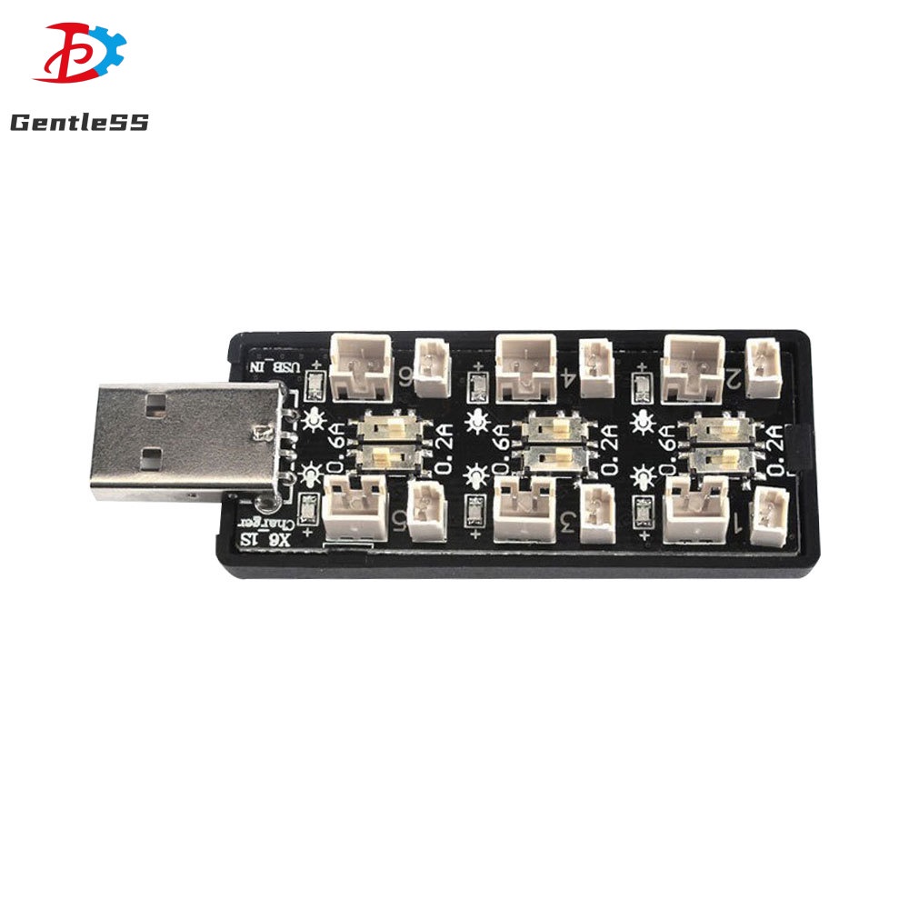 Chargeur USB 6 Canaux Pour Batterie LiPo 1S 3,7 V / 4,20 V – Courant 0,2/0,6 A – Connecteurs Micro JST 1.25 Et JST-PH 2.0
