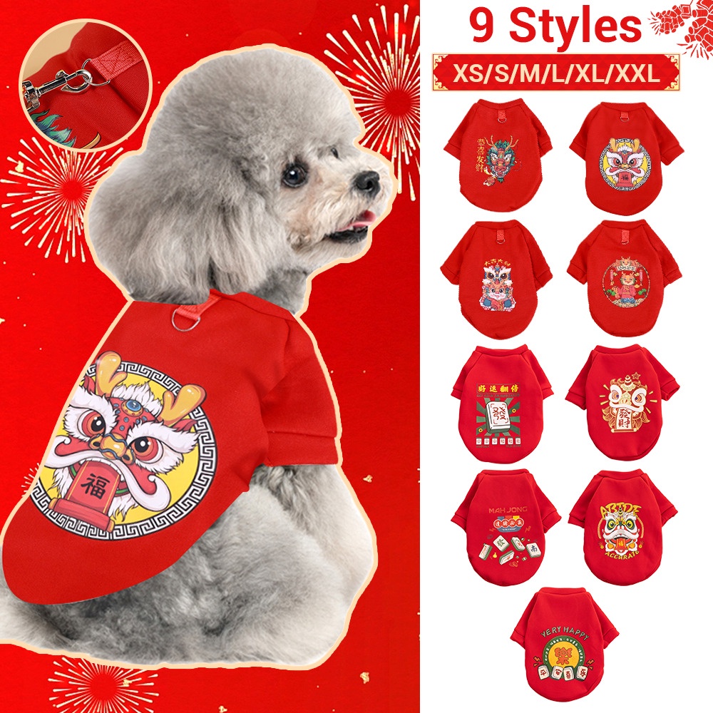 Fashion Dog Clothes Cat 2024 New Year Clothes Chinese Costume Pet Dress