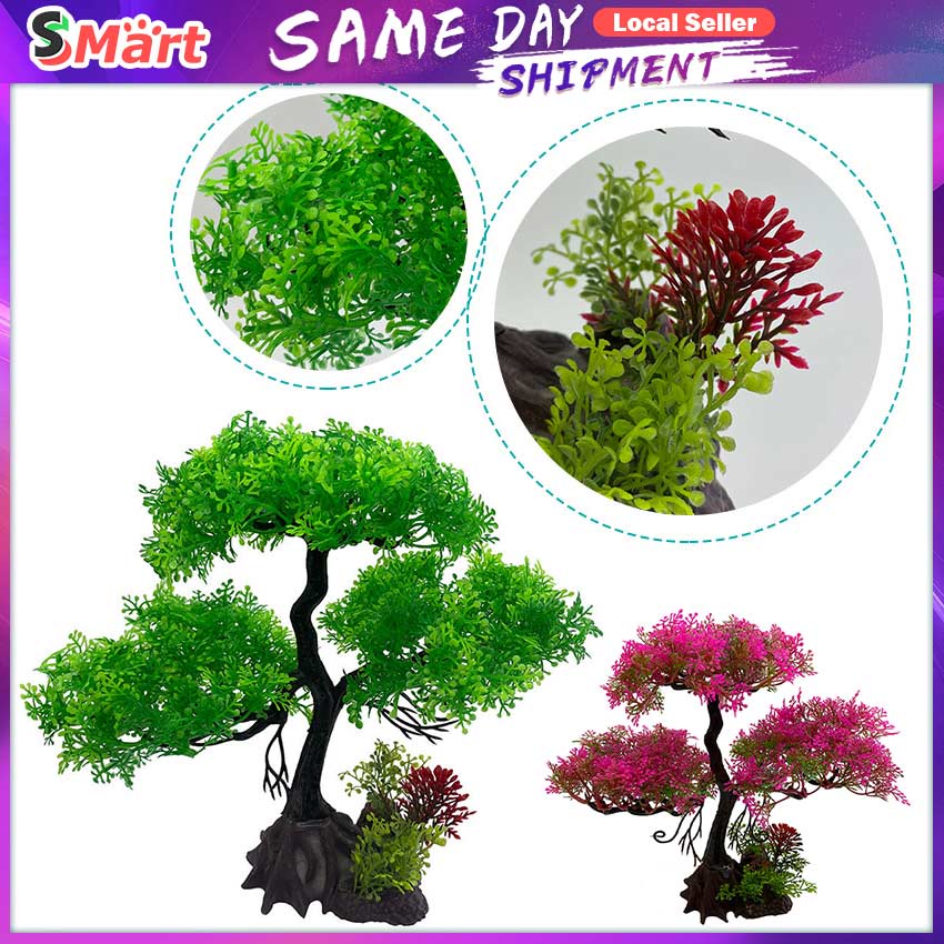 Aquarium Artificial Plastic Landscaping Tree Plant Fish Tank Simulation ...
