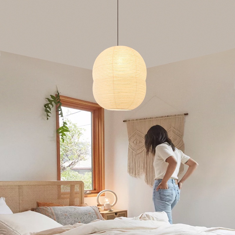 Japanese Wabi Sabi Handmade Rice Paper Pendant Light For Bedroom,  Guesthouse, Zen Restaurant, Living Room, Vintage Art Lamp
